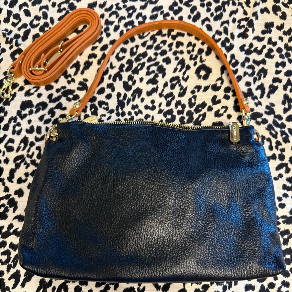 Valentina Black Leather Crossbody Bag NWOT